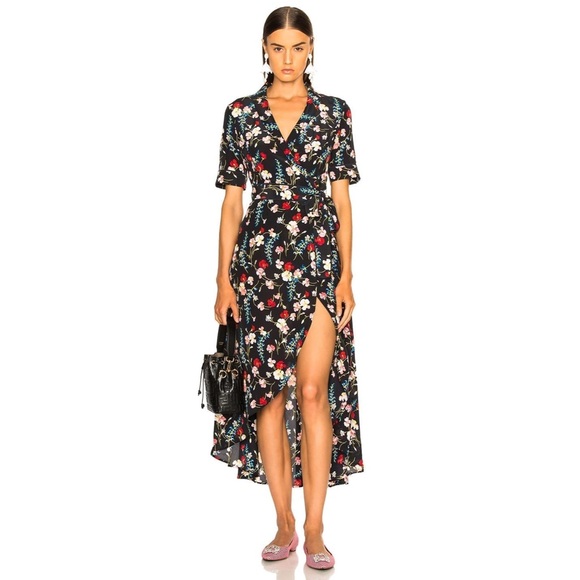 Equipment Dresses & Skirts - Equipment Imogene silk wrap dress, black floral, S